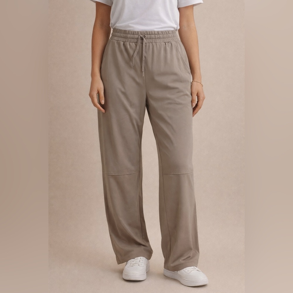 Mondetta Taupe Wide-Leg Drawstring Pants